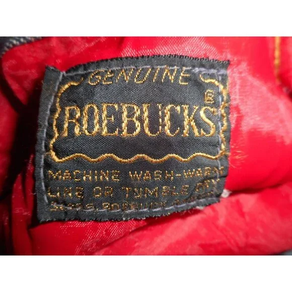 Vtg Size 36R Roebucks red quilted lining Blue Denim Jacket Trucker 1950s/60s - Picture 2 of 6